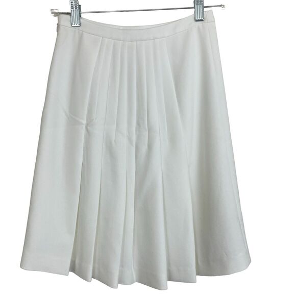 Diane Von Furstenberg DVF Eliza Skirt Size 0 White A-Line Back Pleated Lined - Picture 2 of 4
